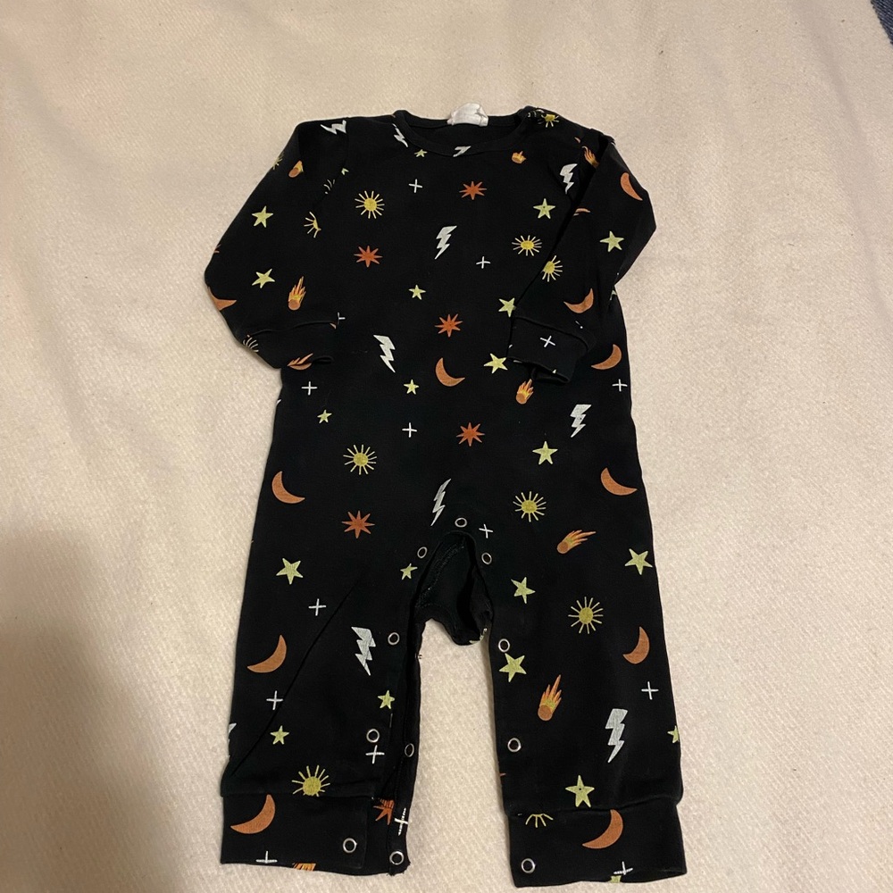 Starry Night Black Kids Onesie with Snaps